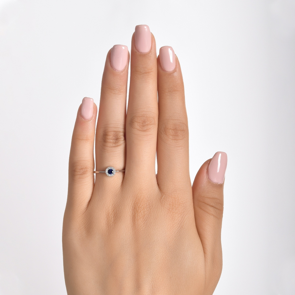 0.17 Karat Pırlanta Safir Yüzük