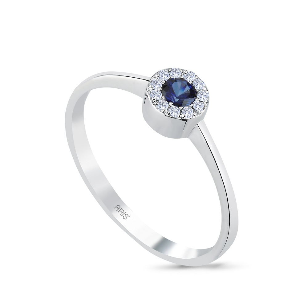 0.17 Karat Pırlanta Safir Yüzük