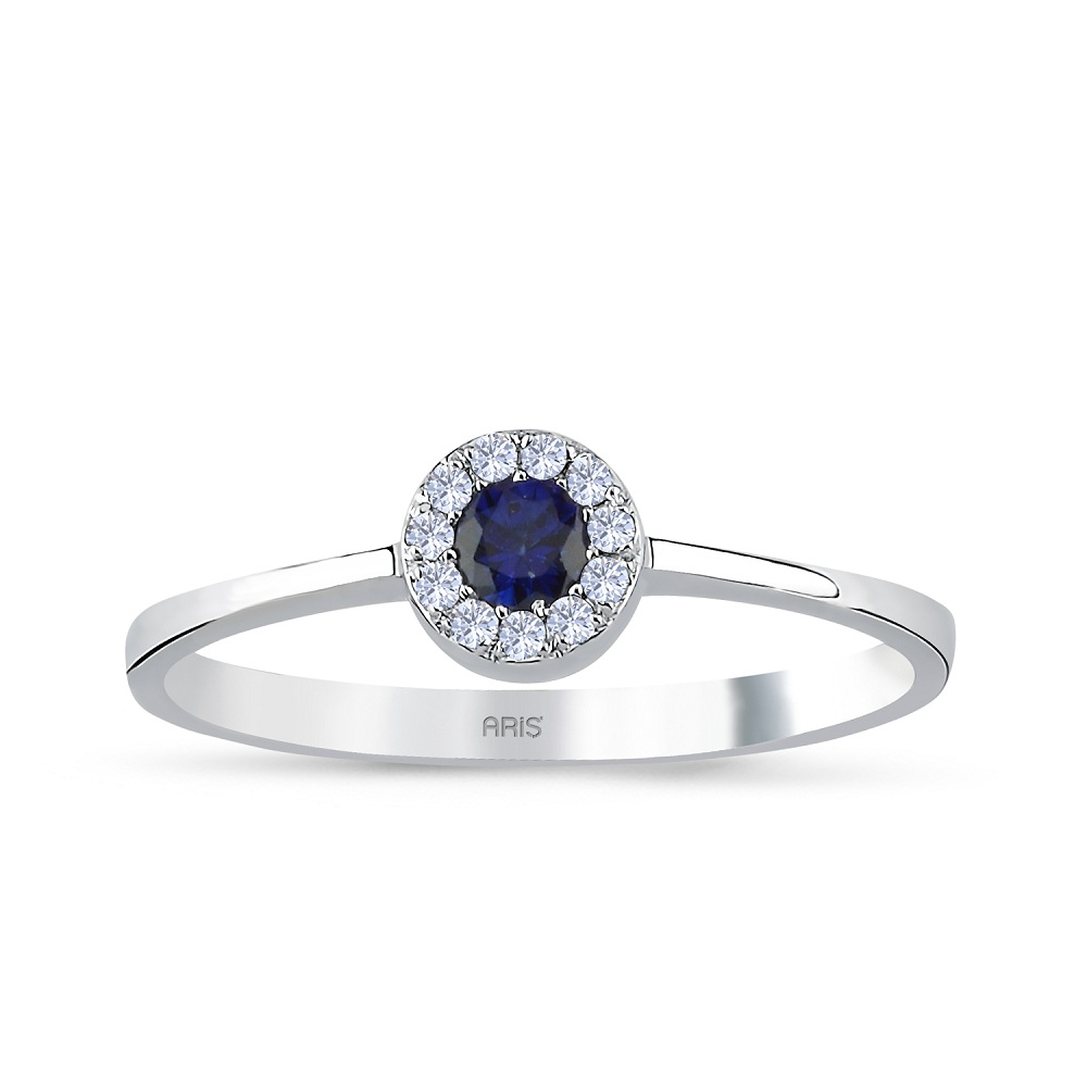 0.17 Karat Pırlanta Safir Yüzük
