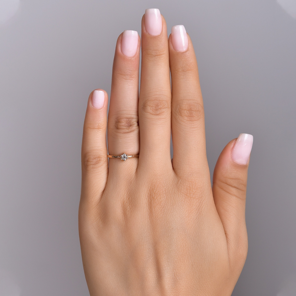 0.13 Karat Pırlanta Tektaş Yüzük Ancona