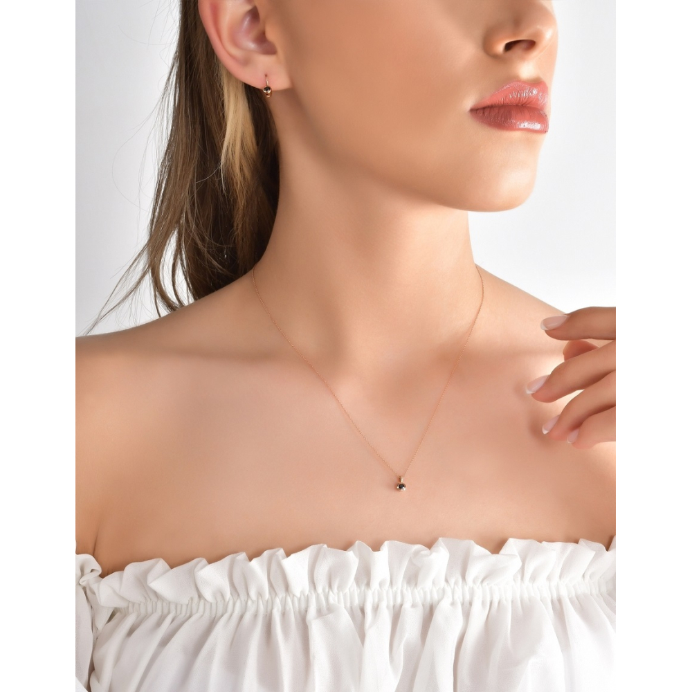 Siyah Pırlanta Tektaş Kolye