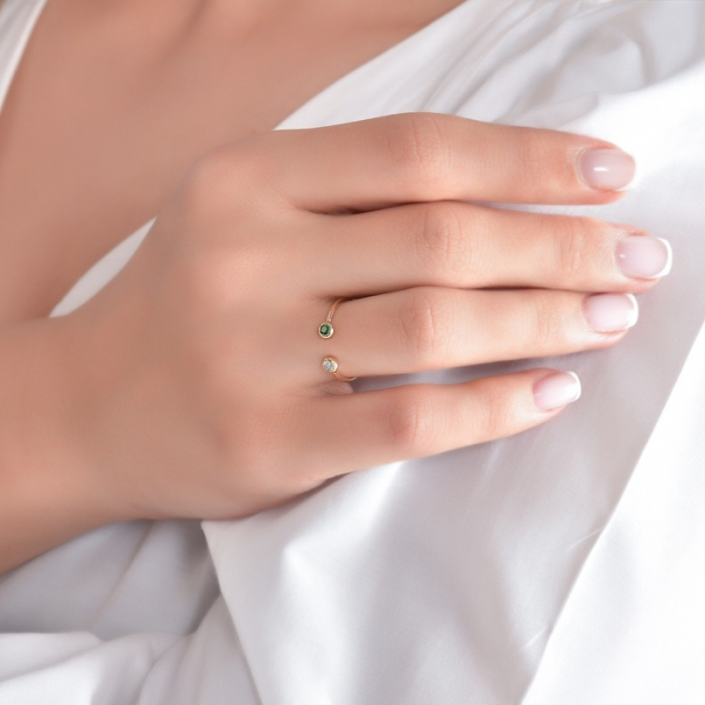 0.12 Karat Pırlanta Zümrüt Yüzük