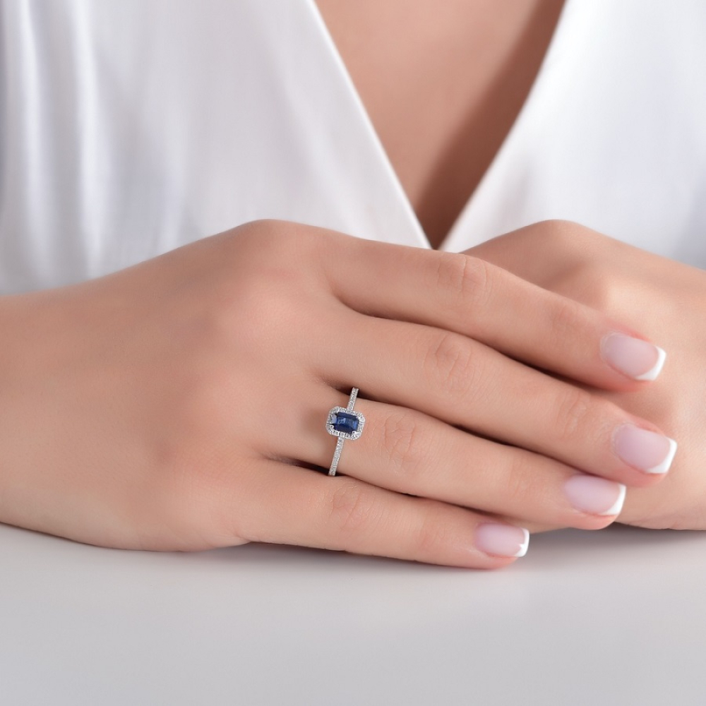 1.29 Karat Pırlanta Safir Yüzük