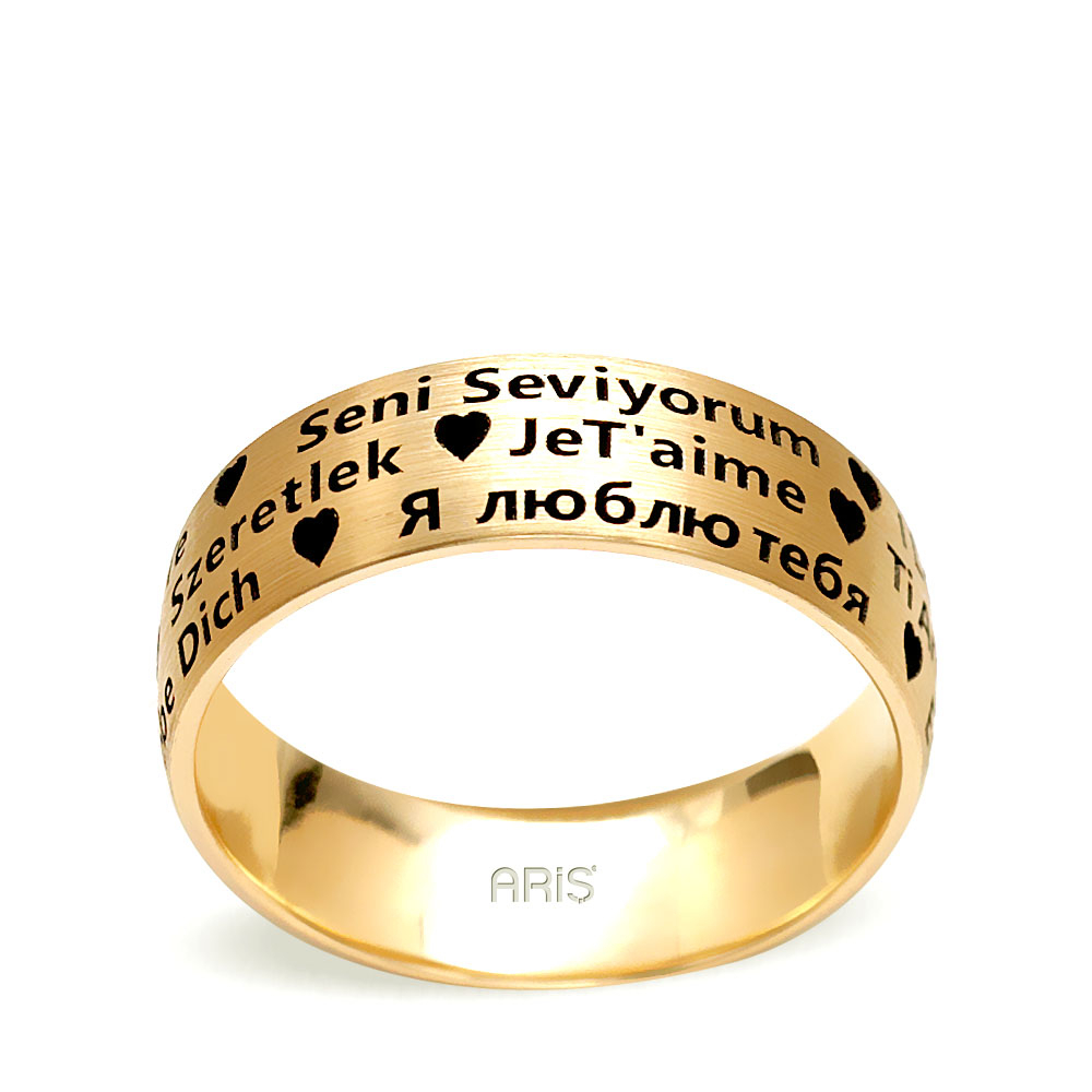 14 Dilde Seni Seviyorum Altın Evlilik Alyansı Erkek Modeli