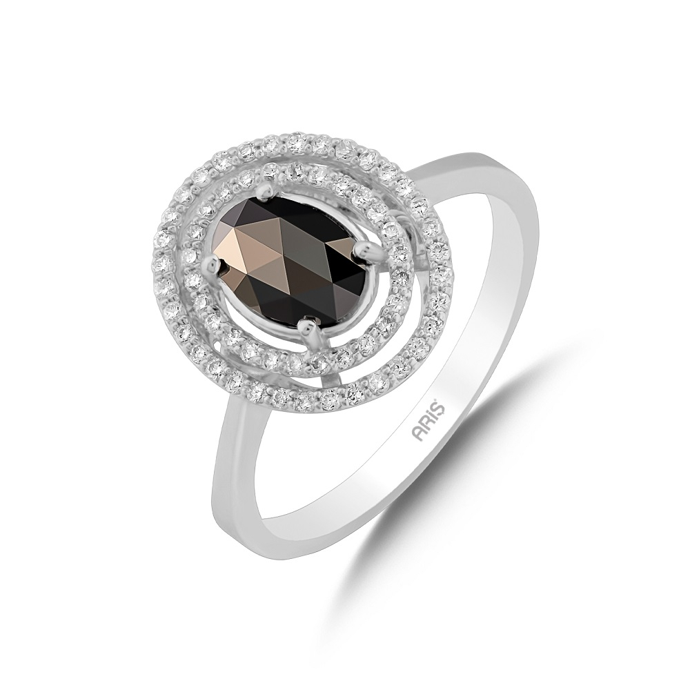 Oval Kesim Siyah Pırlanta Yüzük