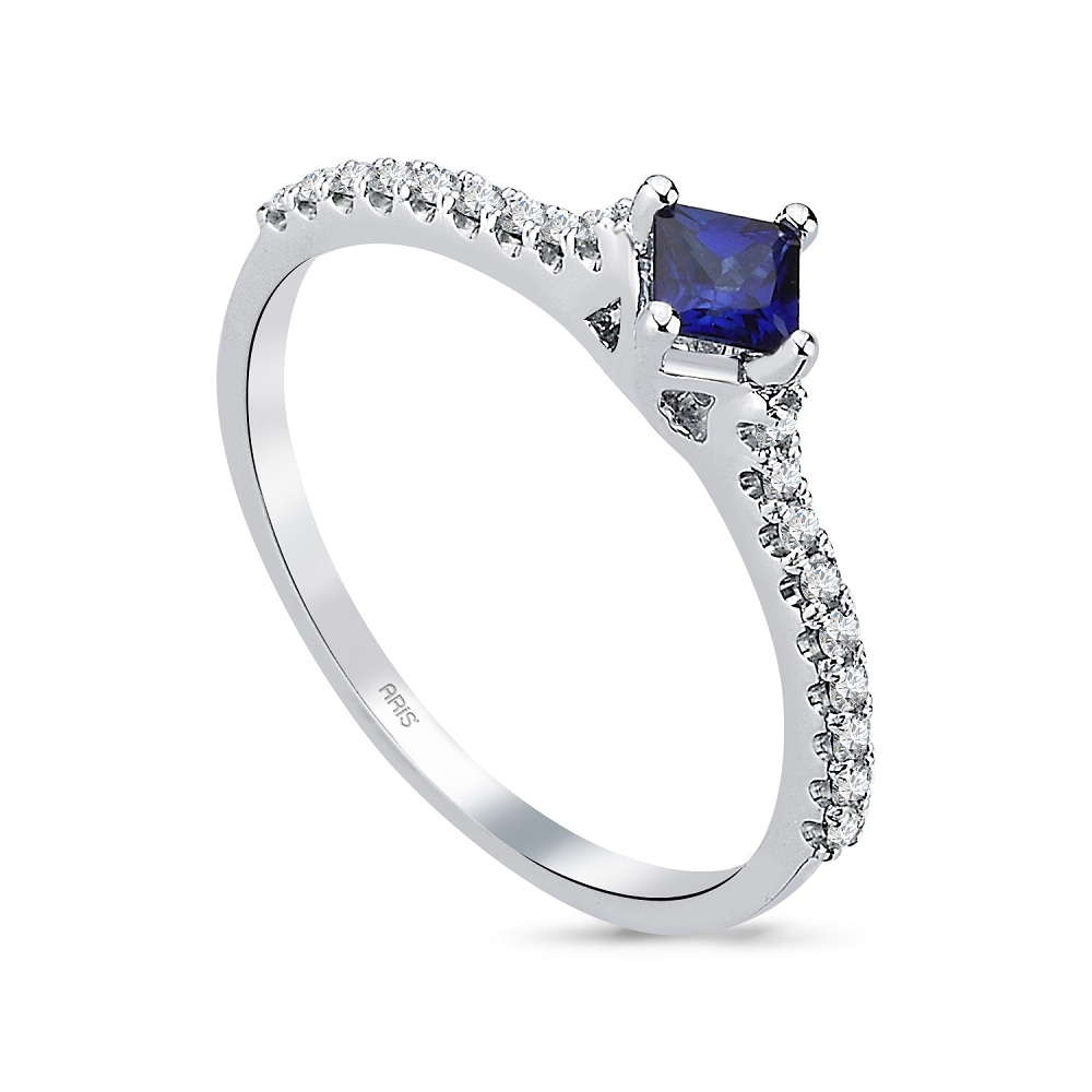 0.41 Karat Pırlanta Safir Yüzük