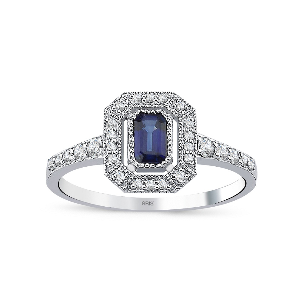 0.59 Karat Pırlanta Safir Yüzük