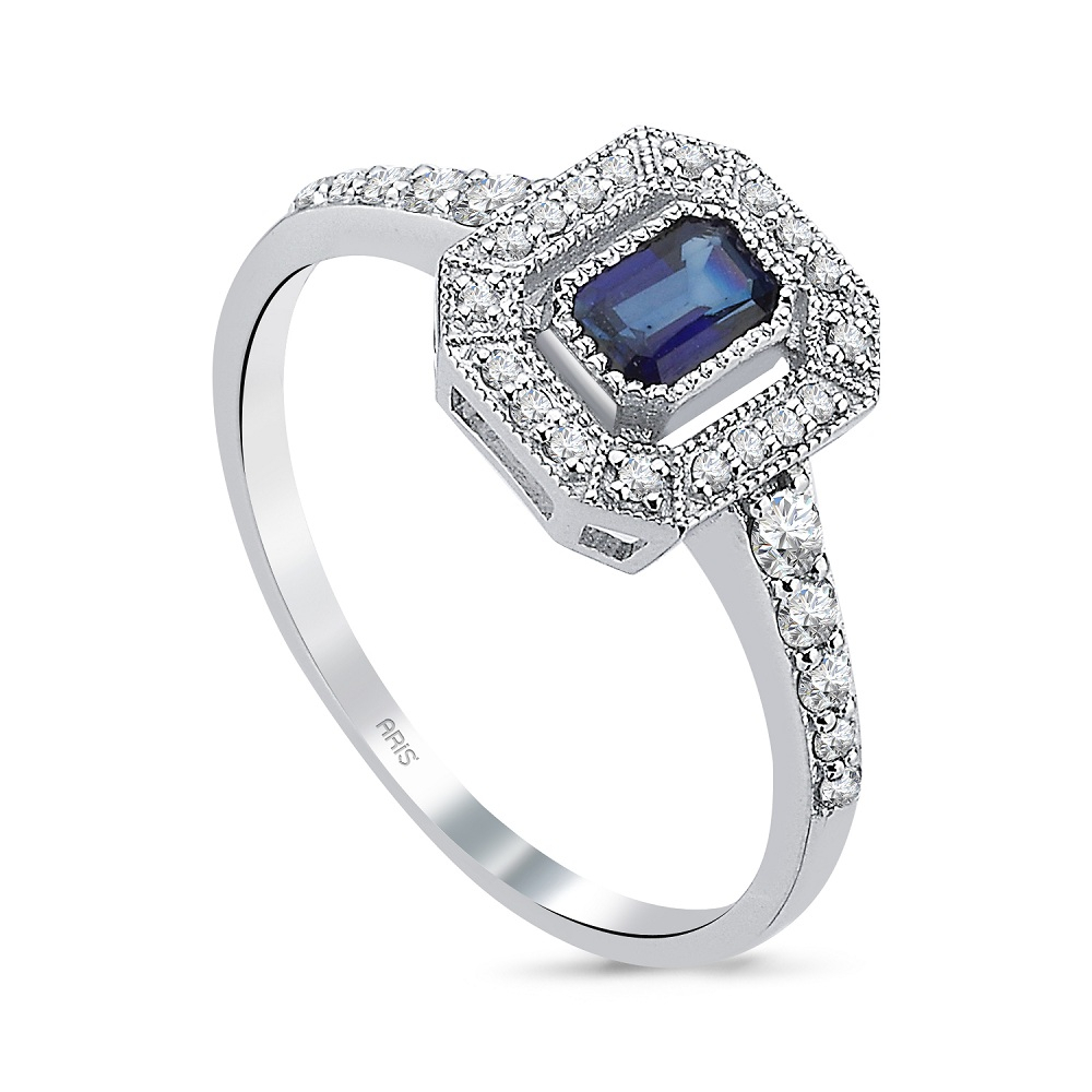 0.59 Karat Pırlanta Safir Yüzük