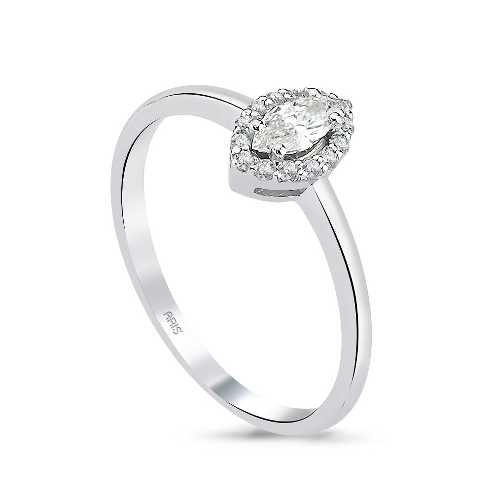 0.21 Karat Pırlanta Markiz Fantezi Tektaş Yüzük