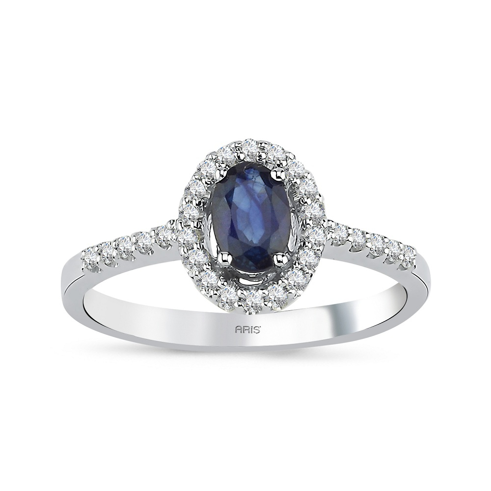 0.52 Karat Pırlanta Oval Safir Yüzük