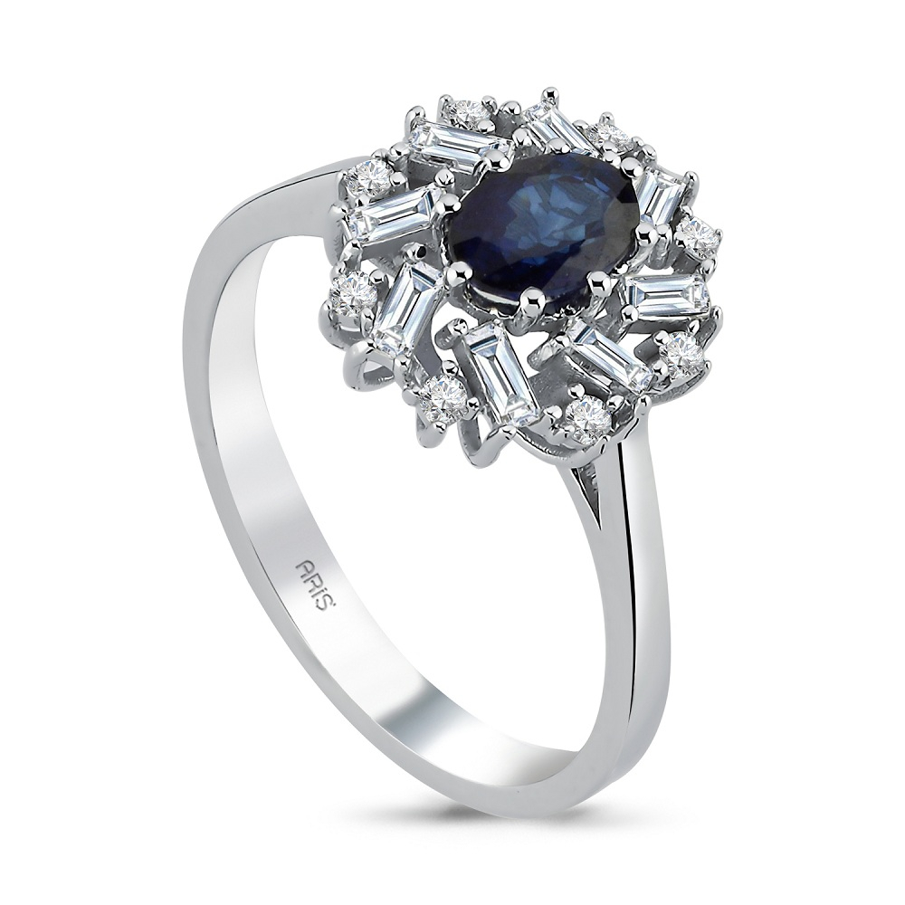 1.11 Karat Pırlanta Safir Yüzük