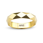 Sarı Altın Piramit Desenli Modern Alyans Pırlantalı Erkek Modeli