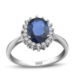 1.19 Karat Oval Safir Pırlanta Yüzük