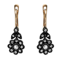 0.38 Karat Elmas Gül Altın Küpe