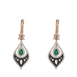 1.24 Karat Damla Zümrüt Elmas Küpe