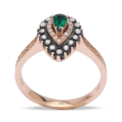 0.42 Karat Zümrüt Elmas Yüzük