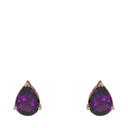 Damla Ametist Altın Küpe