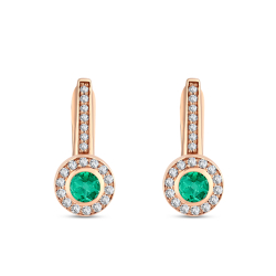 0.64 Karat Pırlanta Zümrüt Küpe