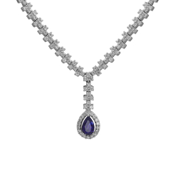 Pırlantalı Damla Safir Gerdanlık