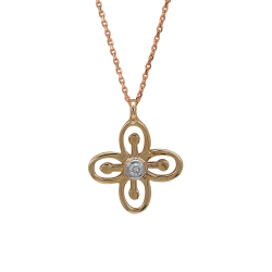 Pırlantalı Adinkra Varlık Sembolü Kolye (Besa Saka)