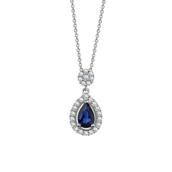 Damla Pırlanta Safir Kolye