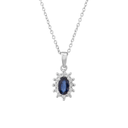 0.42 Karat Pırlanta Safir Kolye