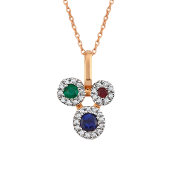 Pırlanta Renkli Taşlı Kolye