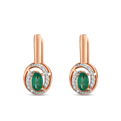 Pırlanta Oval Zümrüt Küpe