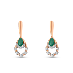 Pırlanta Damla Zümrüt Küpe