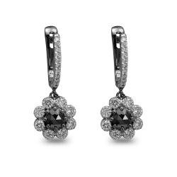 Gece Yarısı Çiçeği Siyah Pırlanta Küpe