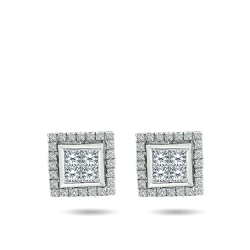 Pırlanta Prenses Kesim Küpe