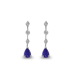 Pırlanta Taşlı Damla Kesim Safir Küpe Barneveld