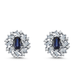 Pırlanta Safir Küpe