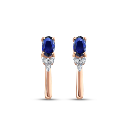 0.69 Karat Oval Safir Pırlanta Küpe