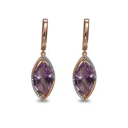 Markiz Ametist Pırlanta Küpe