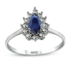 0.50 Karat Damla Safir Altın Yüzük