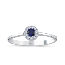 0.17 Karat Pırlanta Safir Yüzük