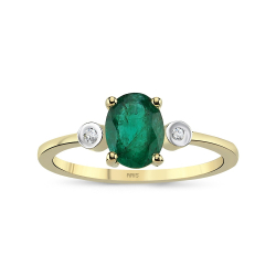 Oval Kesim Zümrüt Taşlı Pırlanta Yüzük