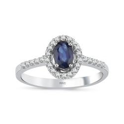0.52 Karat Pırlanta Oval Safir Yüzük