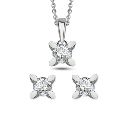 0.15 Karat Pırlanta Tektaş Kolye Küpe