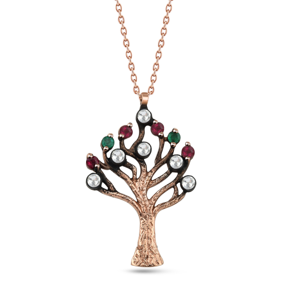 Elmas Hayat Ağacı Altın Kolye