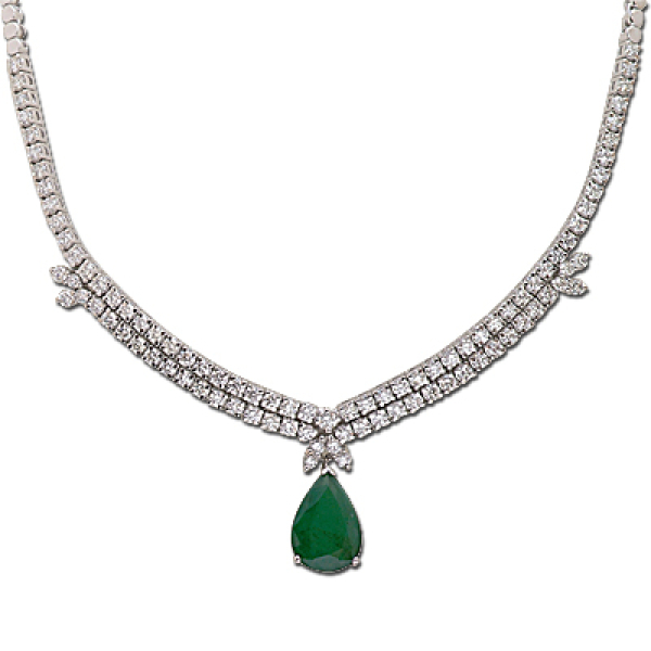Pırlantalı Damla Zümrüt Gerdanlık