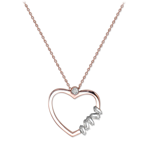 Baget Pırlantalı Kalp Kolye