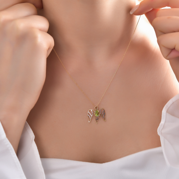 Şifa Meleği Peridot Altın Kolye (İsrafil)