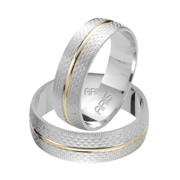 Dövme ve Pırıltılı Tasarım Tek &amp; Çift Beyaz Altın Alyans Kadın Modeli