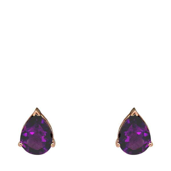 Damla Ametist Altın Küpe