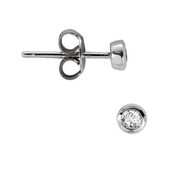 0.05 Ct. Pırlanta Tektaş Gümüş Erkek Küpesi (Tek Adet Fiyatıdır)