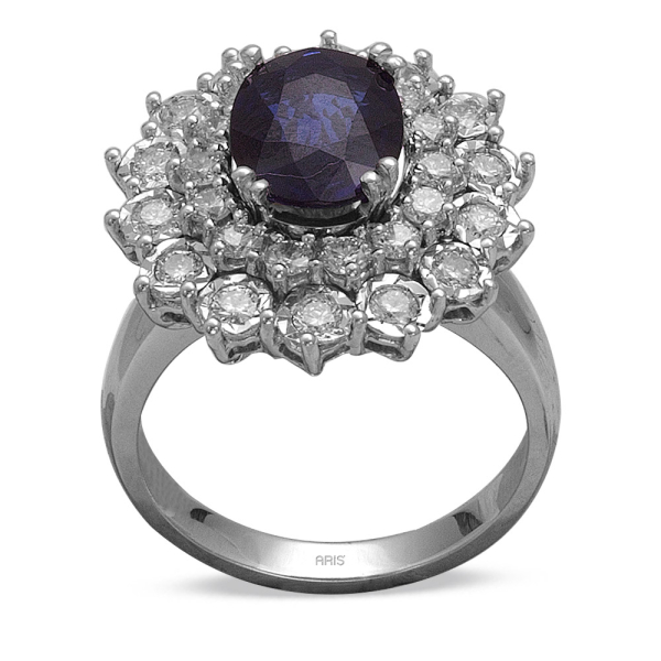 3.34 Karat Oval Kesim Safir Pırlanta Yüzük