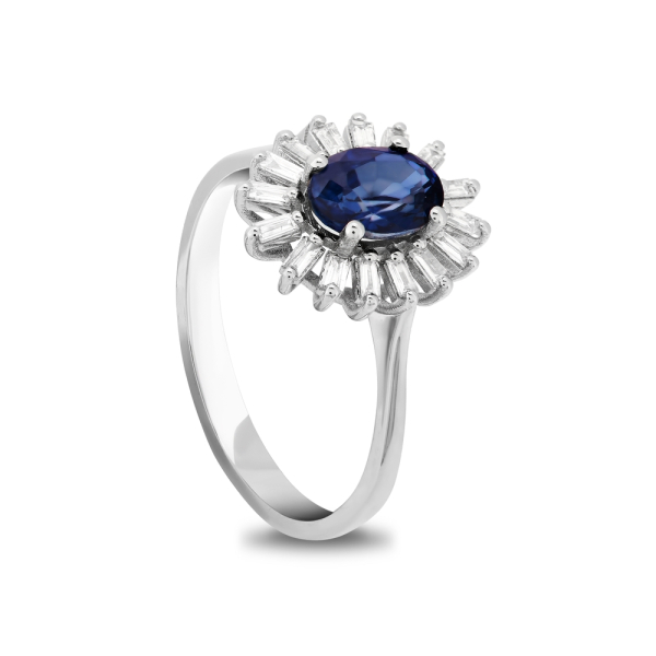 1.22 Karat Safir Baget Pırlanta Yüzük