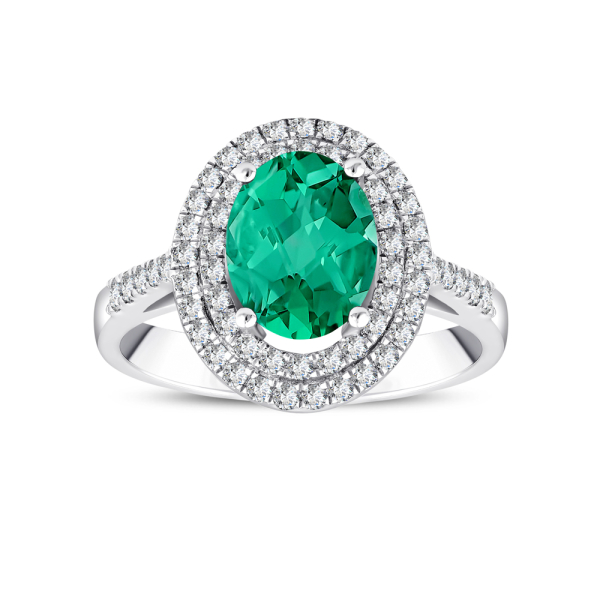 2.20 Karat Oval Zümrütlü Pırlanta Yüzük